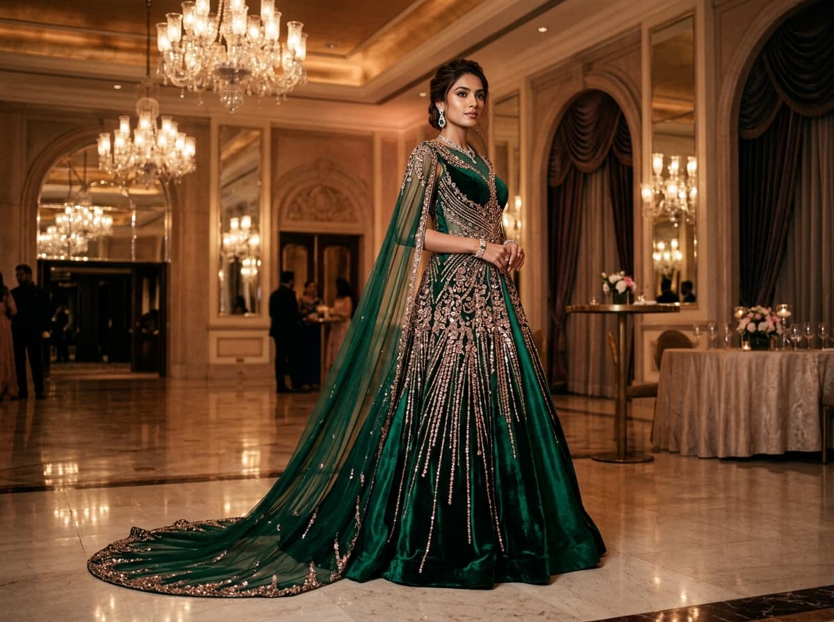 The Emerald Empress Trailing Gown